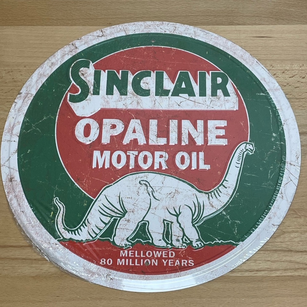 Sinclair Opaline Motor Oil 11.5” Metal Sign. Made in the USA. Aged Design.